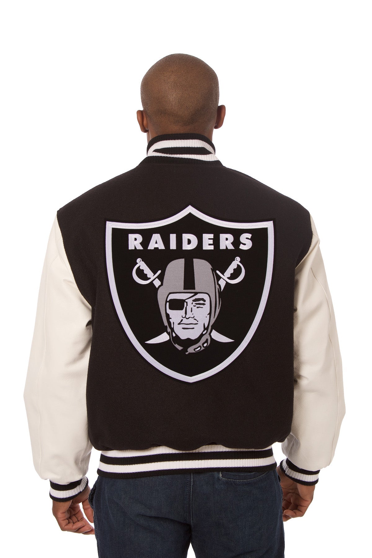 Las Vegas Raiders Embroidered Wool and Leather Jacket