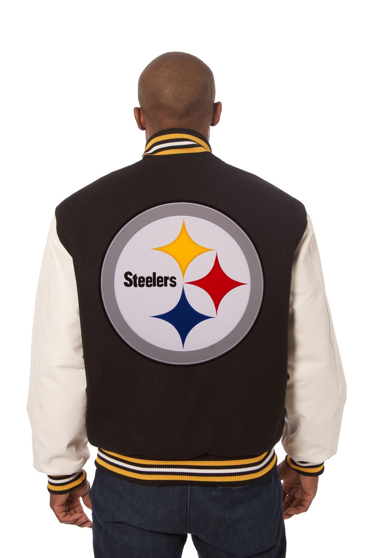 Pittsburgh Steelers Embroidered Wool and Leather Jacket
