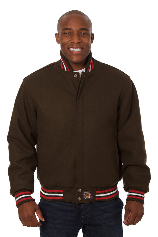 All-Wool Varsity Jacket in Brown