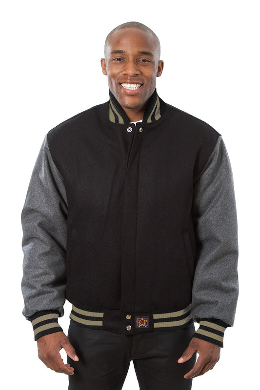 All-Wool Varsity Jacket in Black and Gray