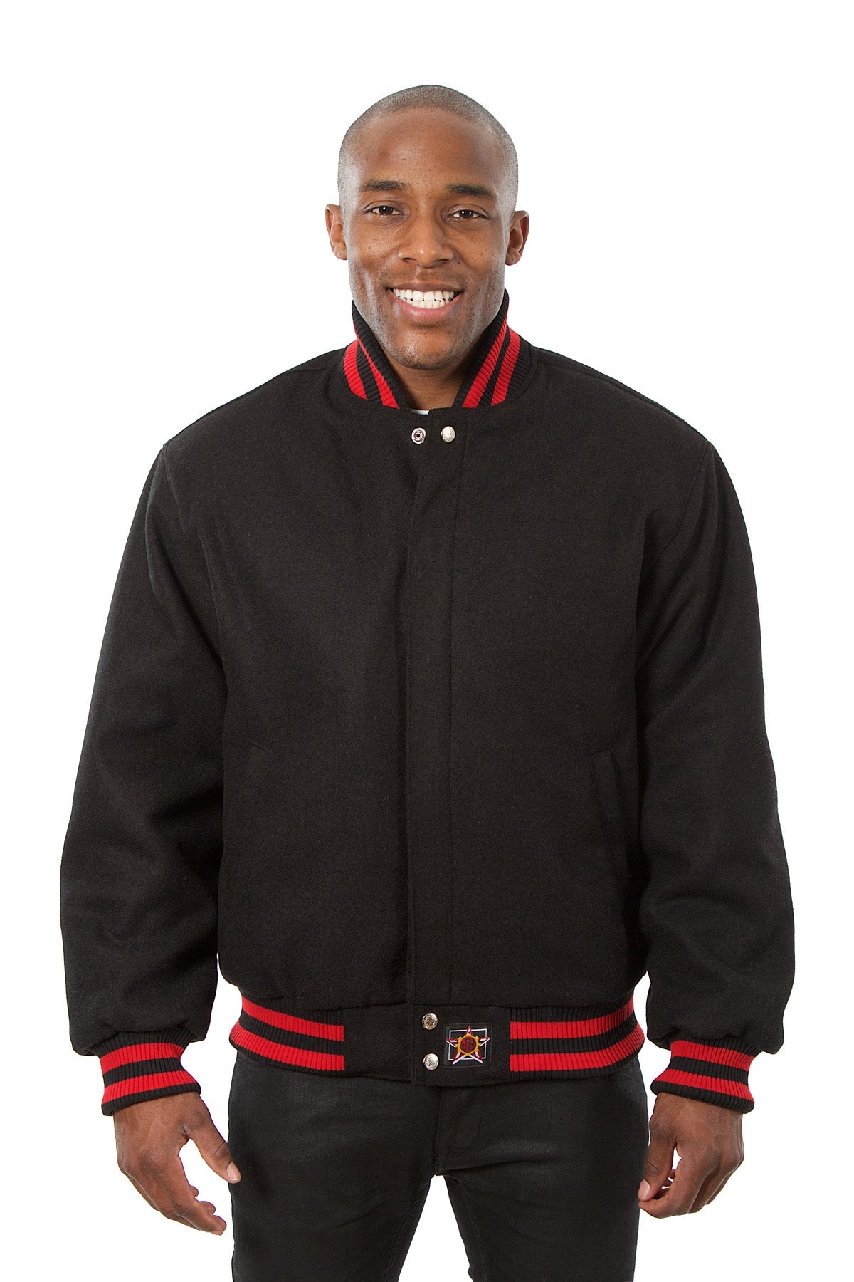 All-Wool Varsity Jacket in Black
