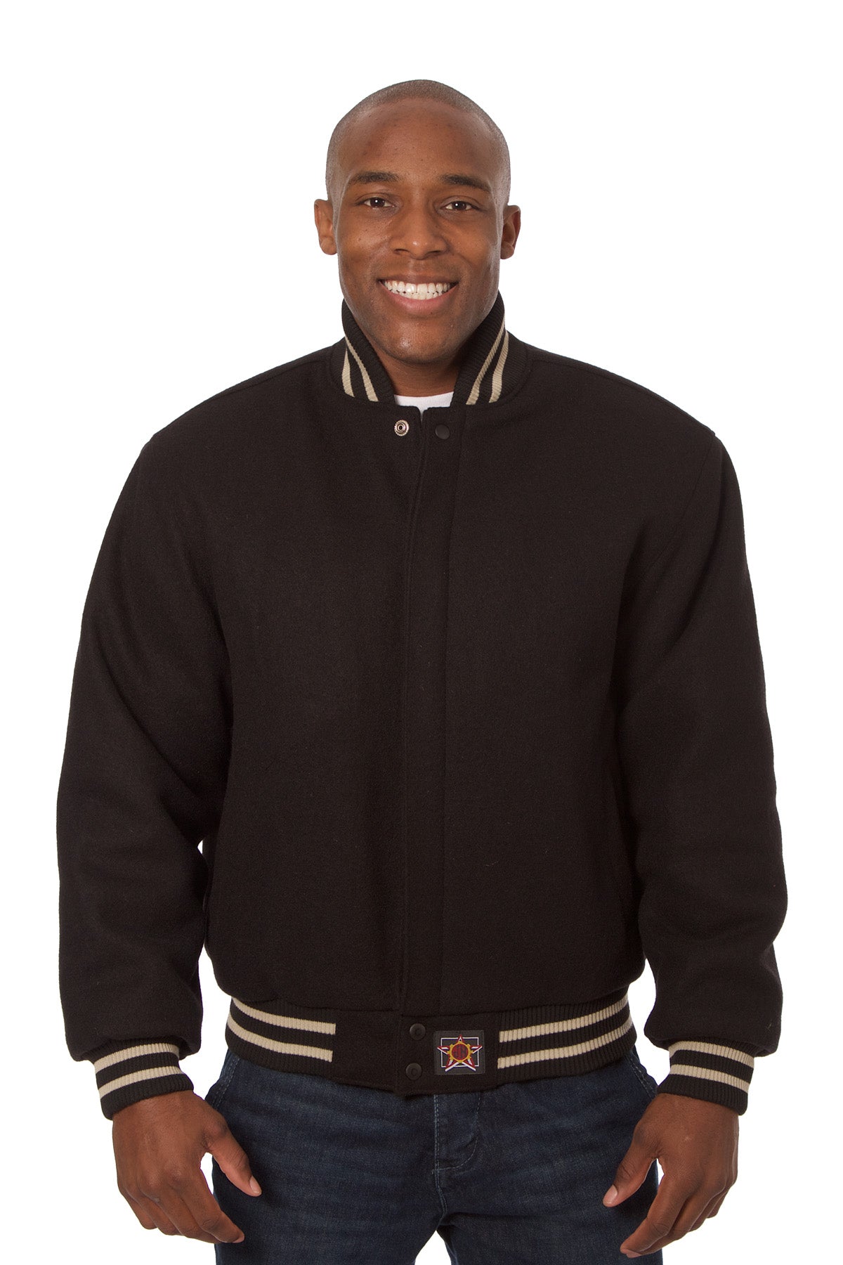 All-Wool Varsity Jacket in Black