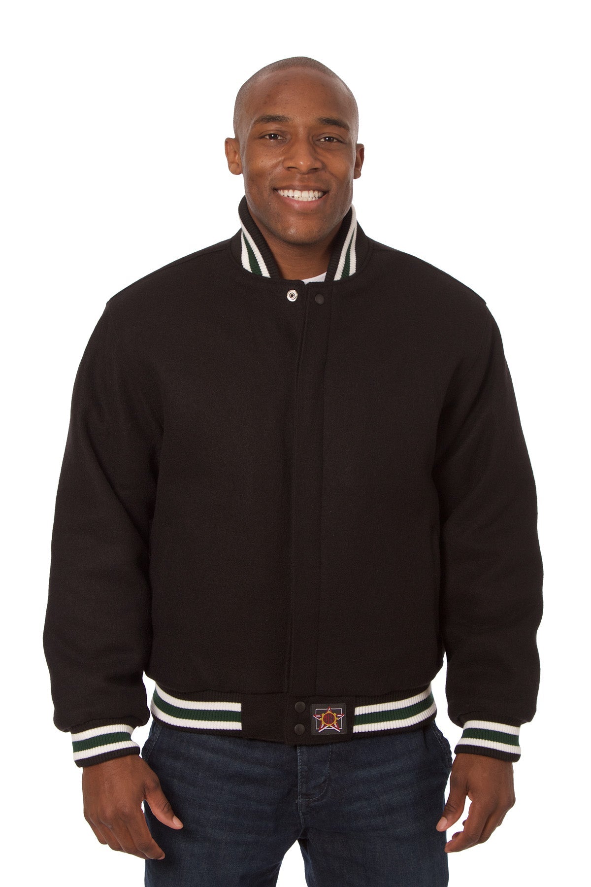 All-Wool Varsity Jacket in Black