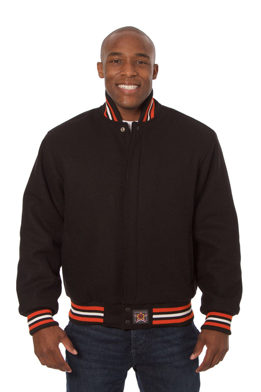 All-Wool Varsity Jacket in Black