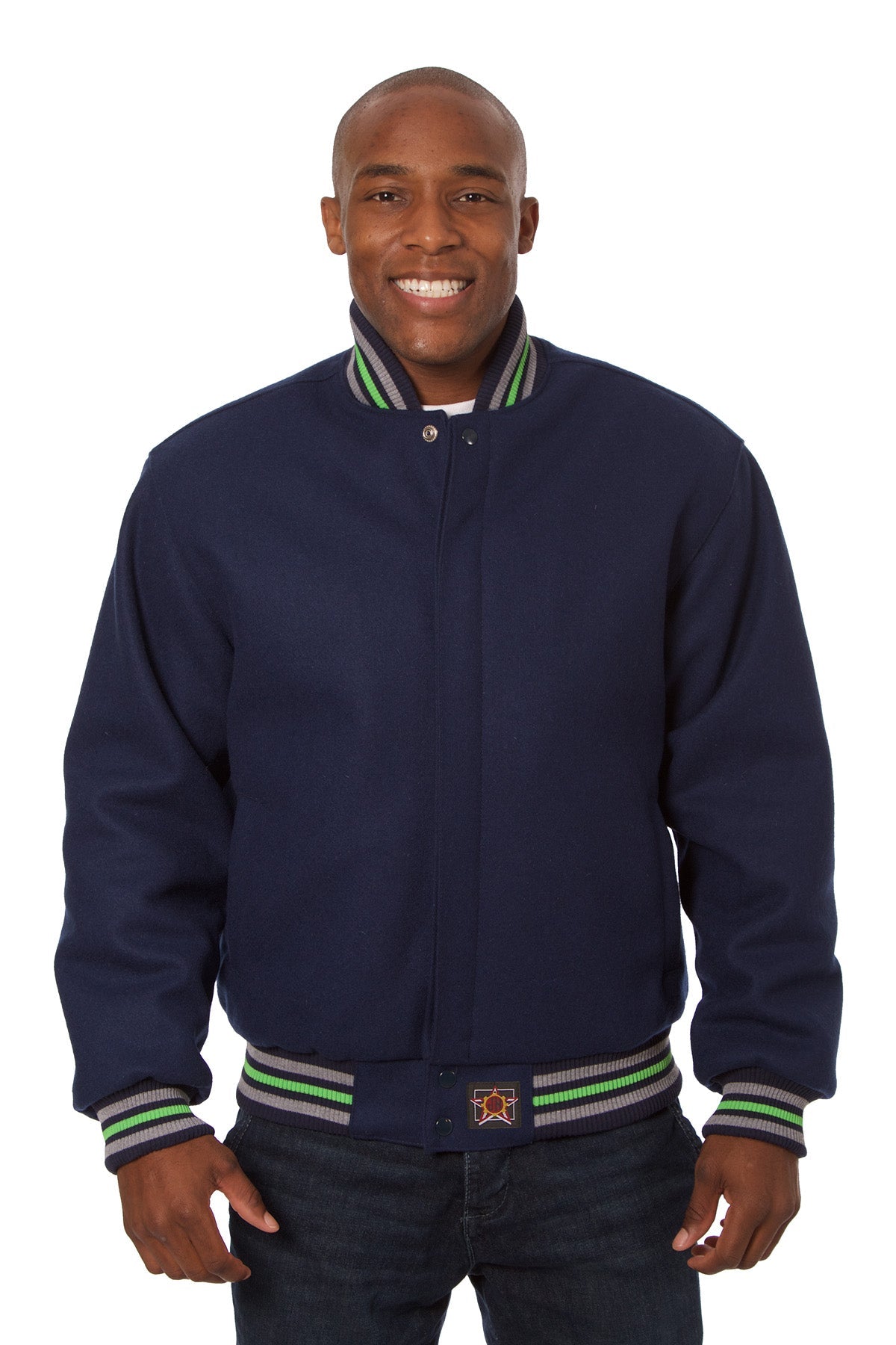 All-Wool Varsity Jacket in Navy