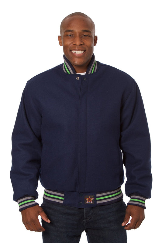 All-Wool Varsity Jacket in Navy
