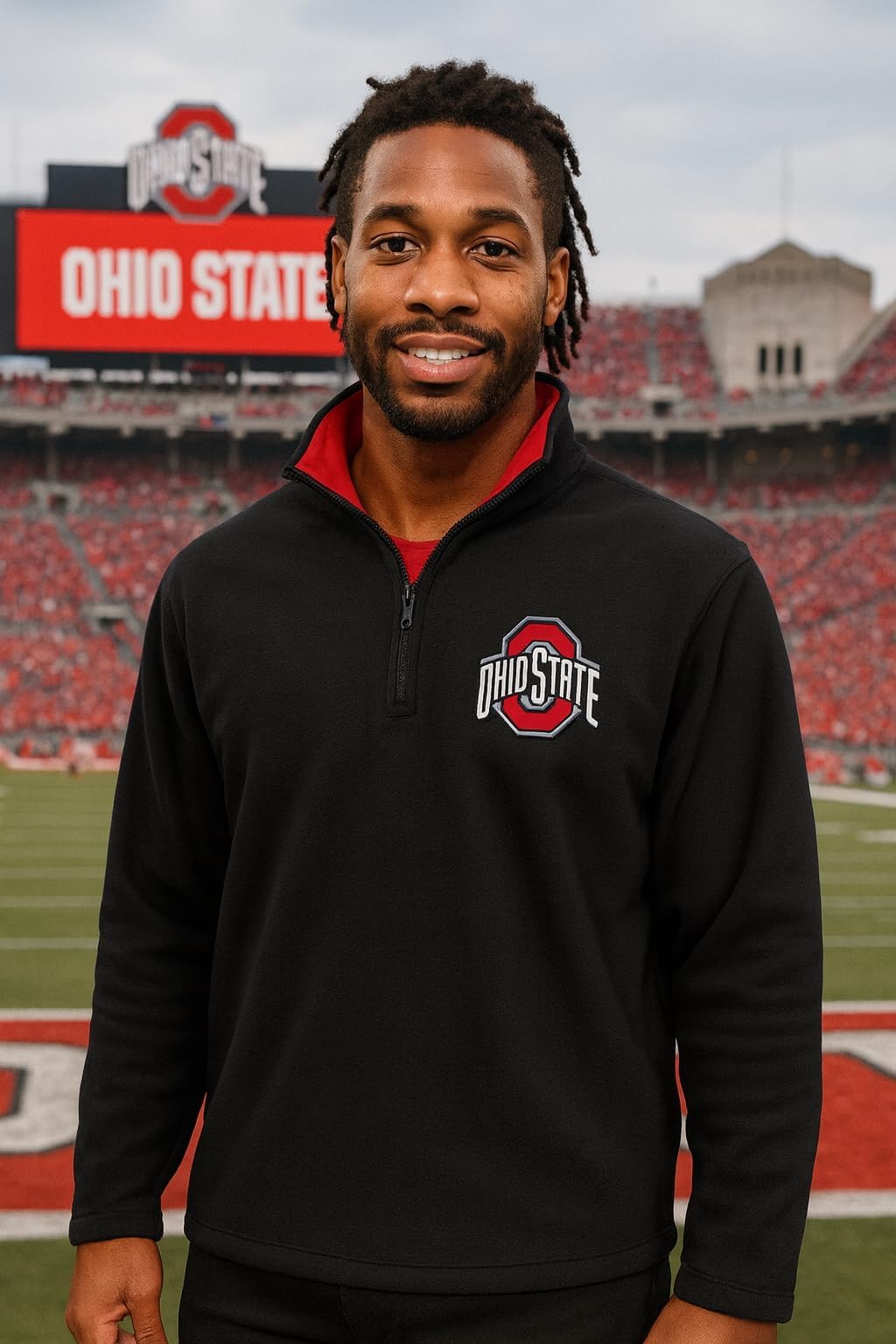 Men's Ohio State Buckeyes Quarter Zip Fleece Pullover Long Sleeve Shirt