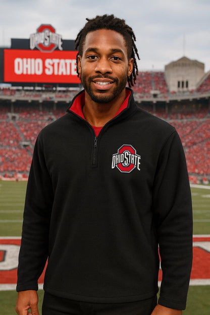 Men's Ohio State Buckeyes Quarter Zip Fleece Pullover Long Sleeve Shirt