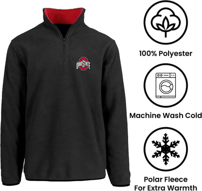 Men's Ohio State Buckeyes Quarter Zip Fleece Pullover Long Sleeve Shirt