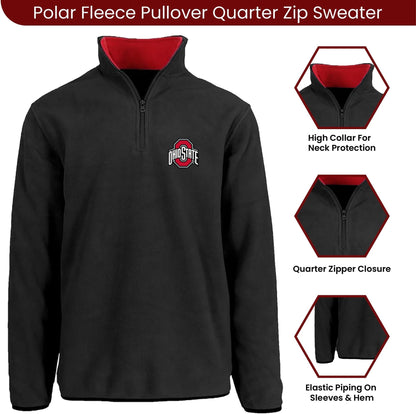 Men's Ohio State Buckeyes Quarter Zip Fleece Pullover Long Sleeve Shirt
