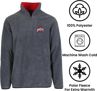 Men's Ohio State Buckeyes Quarter Zip Fleece Pullover Long Sleeve Shirt