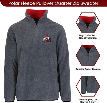Men's Ohio State Buckeyes Quarter Zip Fleece Pullover Long Sleeve Shirt