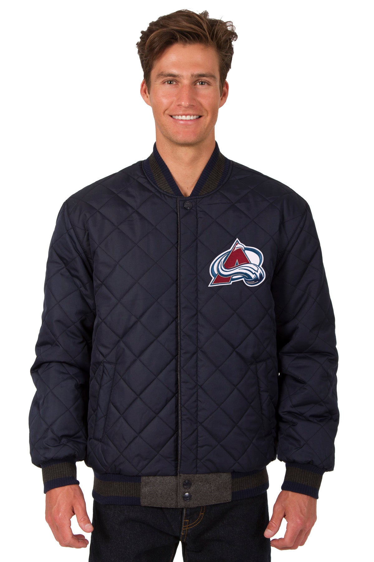 Colorado Avalanche Wool and Leather Reversible Jacket