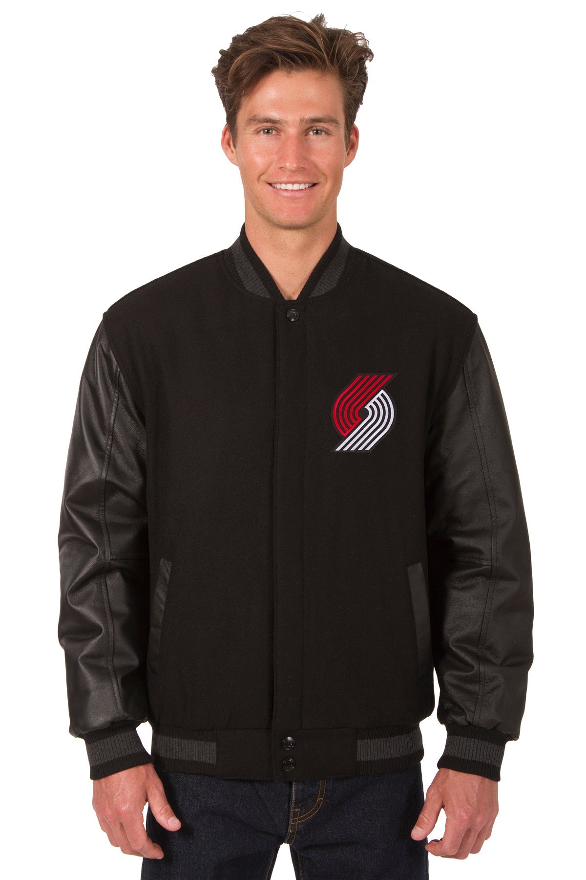 Portland Trail Blazers Reversible Wool and Leather Jacket
