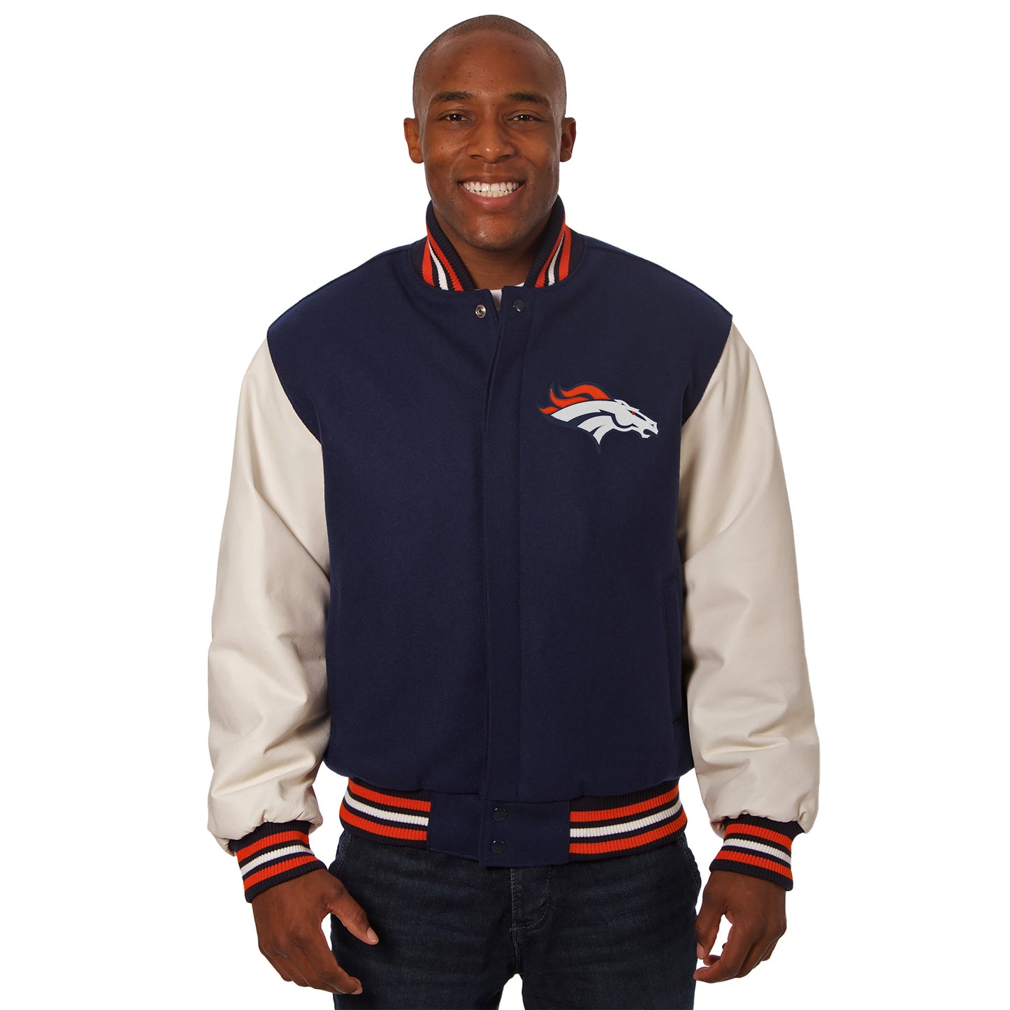 Denver Broncos Embroidered Wool and Leather Jacket