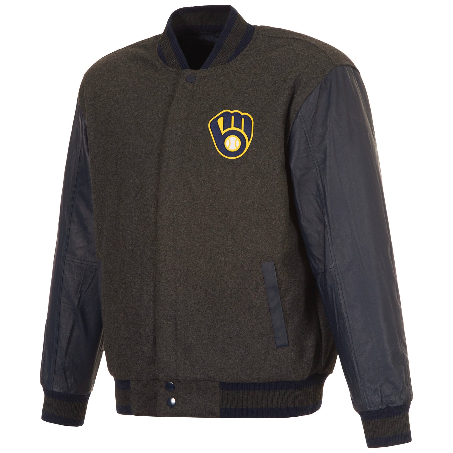 Milwaukee Brewers Reversible Wool and Leather Jacket