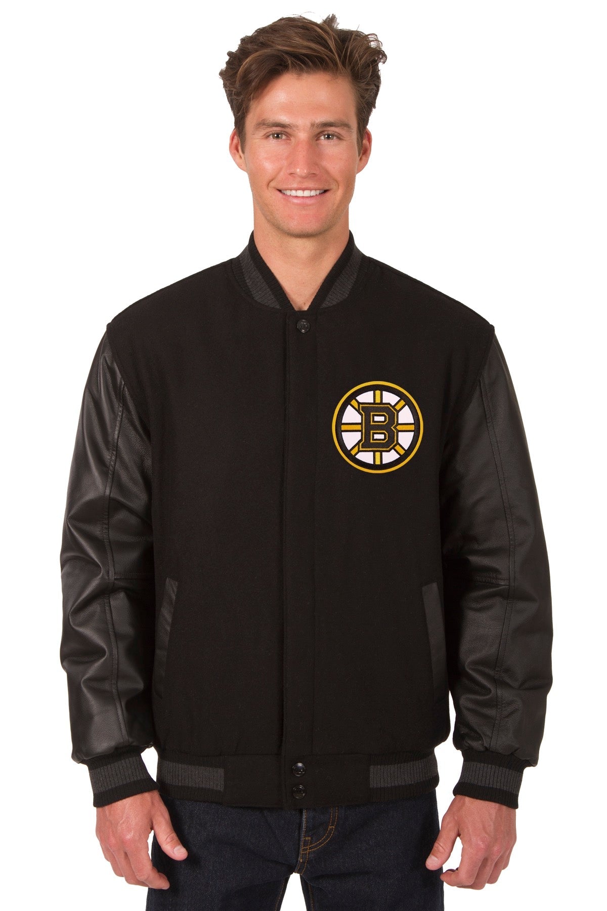 Boston Bruins Wool and Leather Reversible Jacket