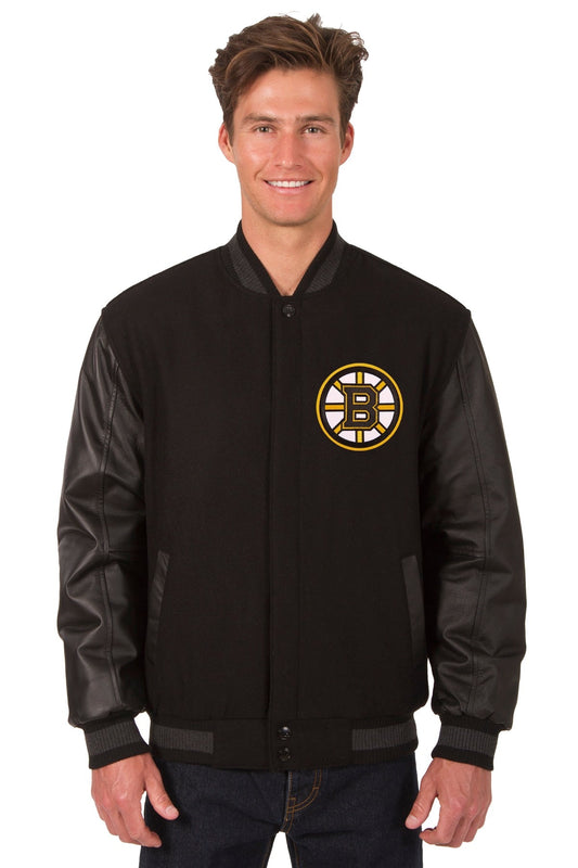 Boston Bruins Wool and Leather Reversible Jacket