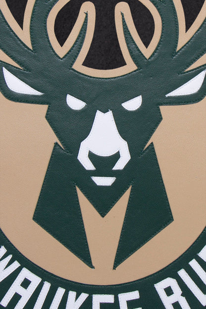 Milkwaukee Bucks Embroidered Wool and Leather Jacket