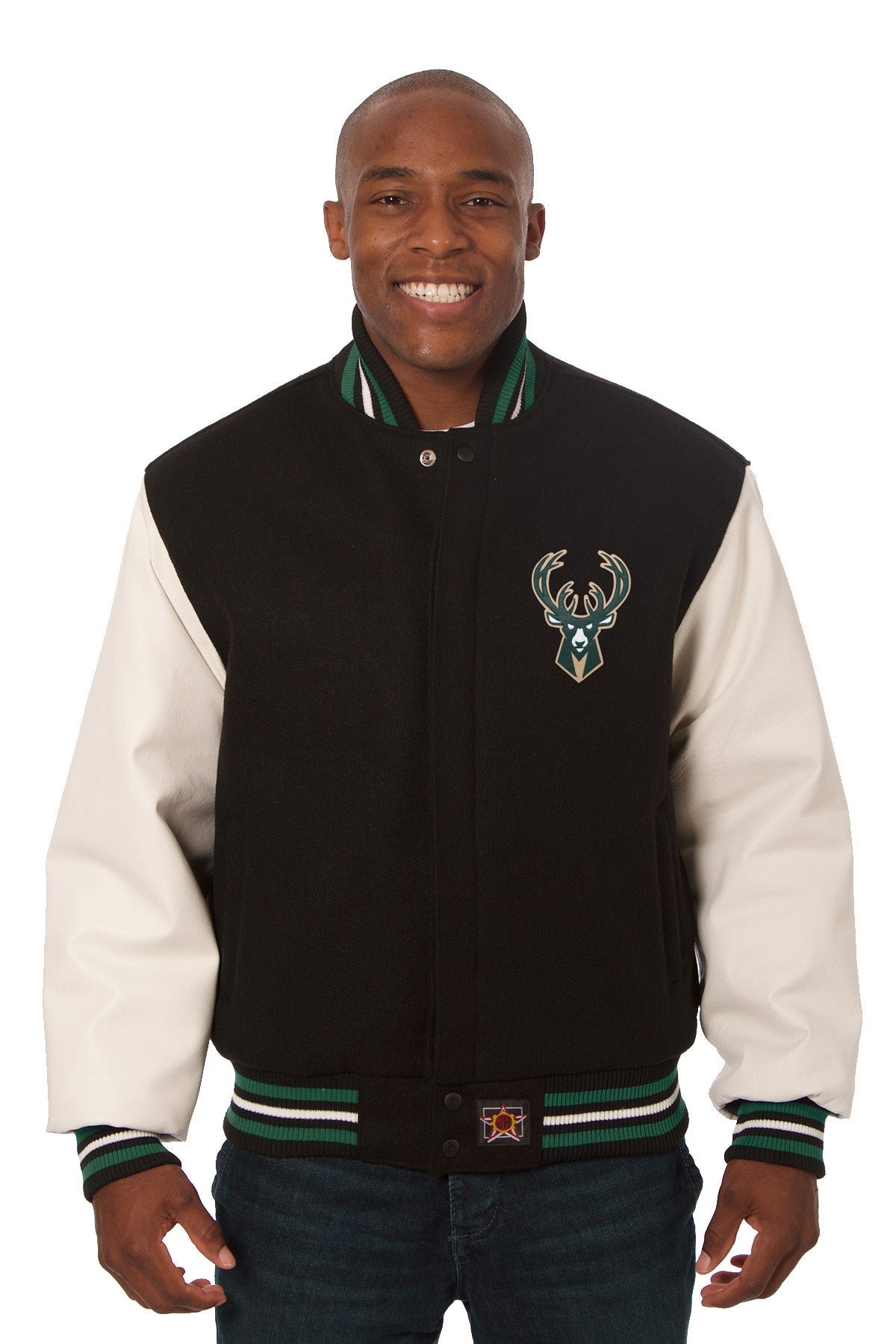 Milkwaukee Bucks Embroidered Wool and Leather Jacket