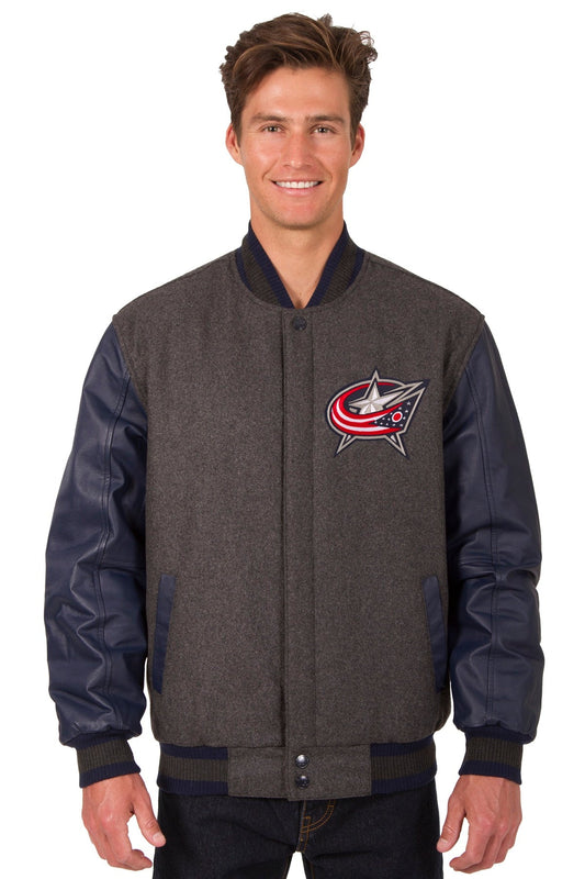 Columbus Blue Jackets Wool and Leather Reversible Jacket