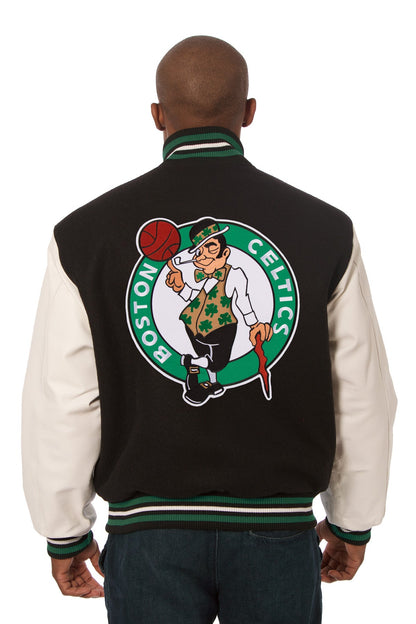 Boston Celtics Embroidered Wool and Leather Jacket