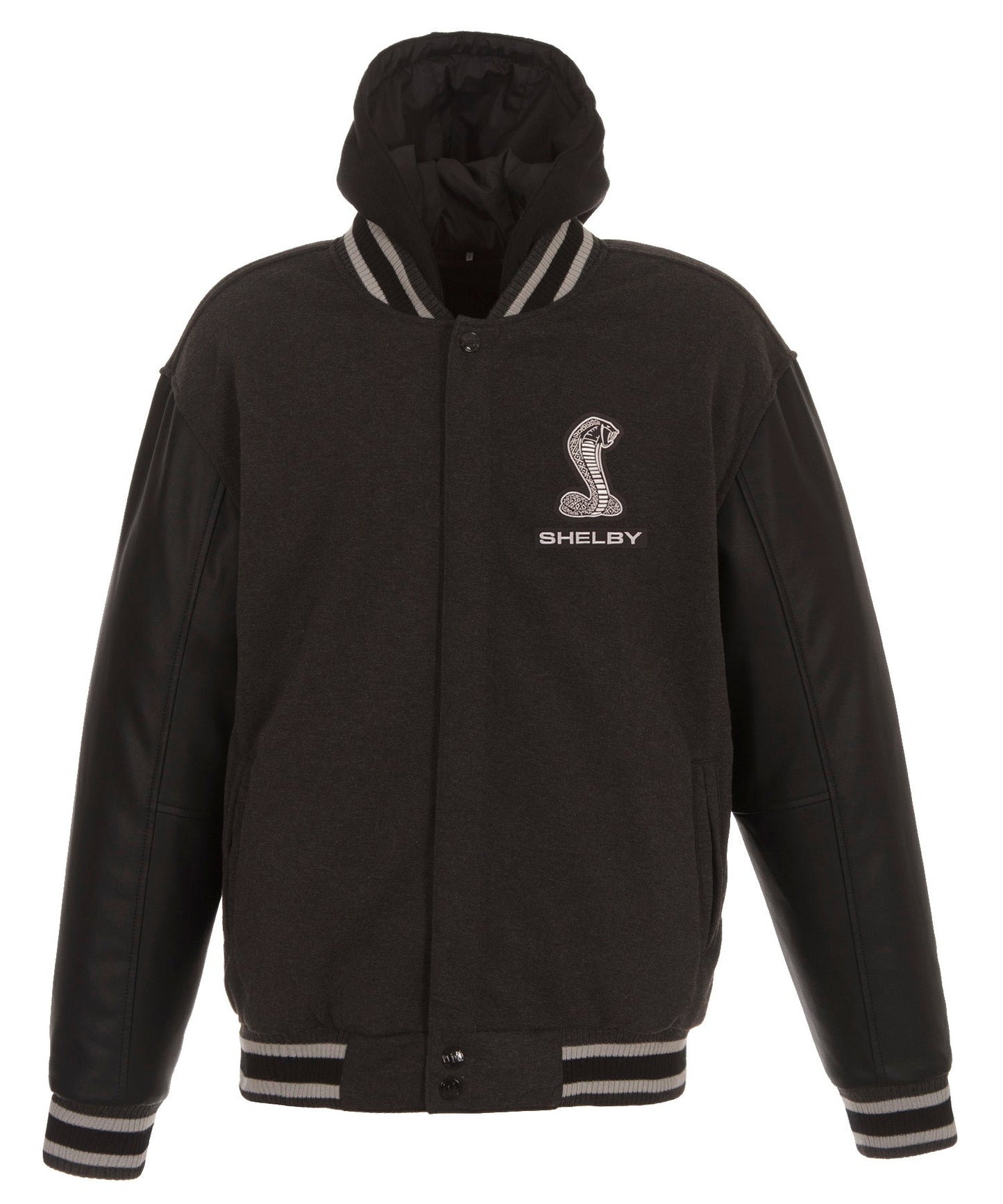 Shelby Cobra Hooded Reversible Fleece Jacket with Faux Leather Sleeves