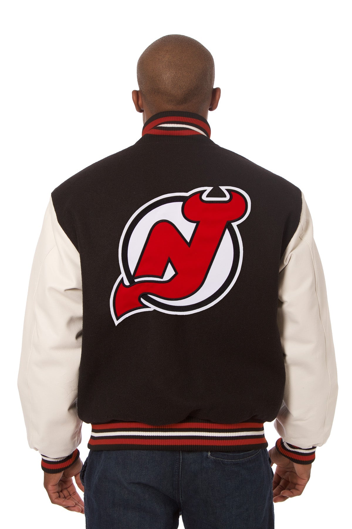 New Jersey Devils Embroidered Wool and Leather Jacket