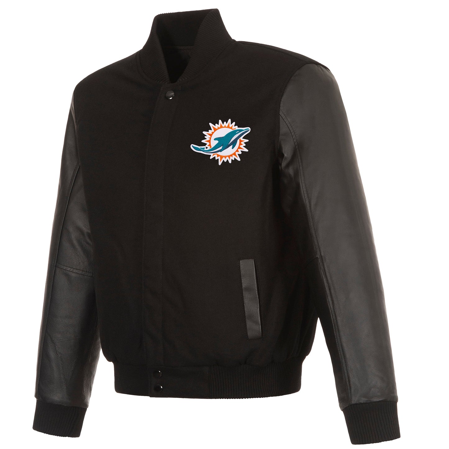 Miami Dolphins Reversible Wool and Leather Jacket