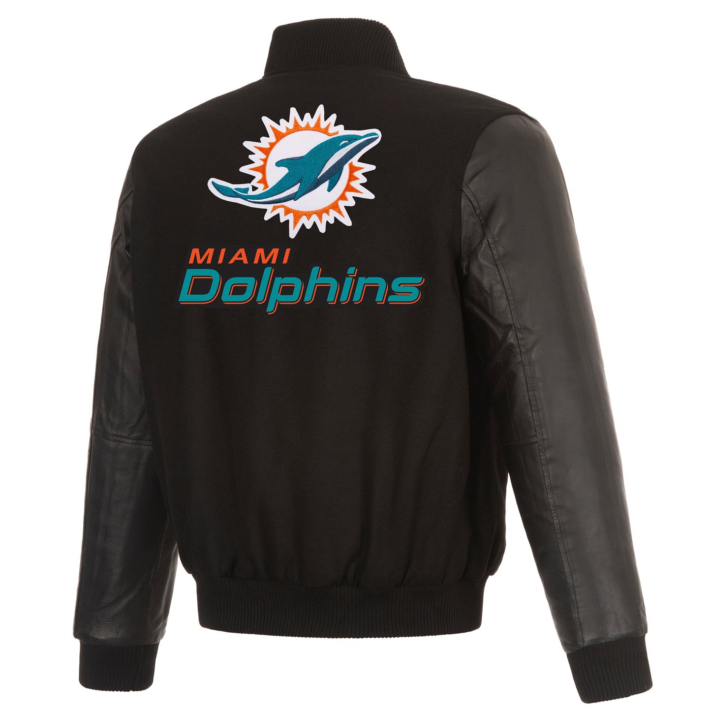 Miami Dolphins Reversible Wool and Leather Jacket