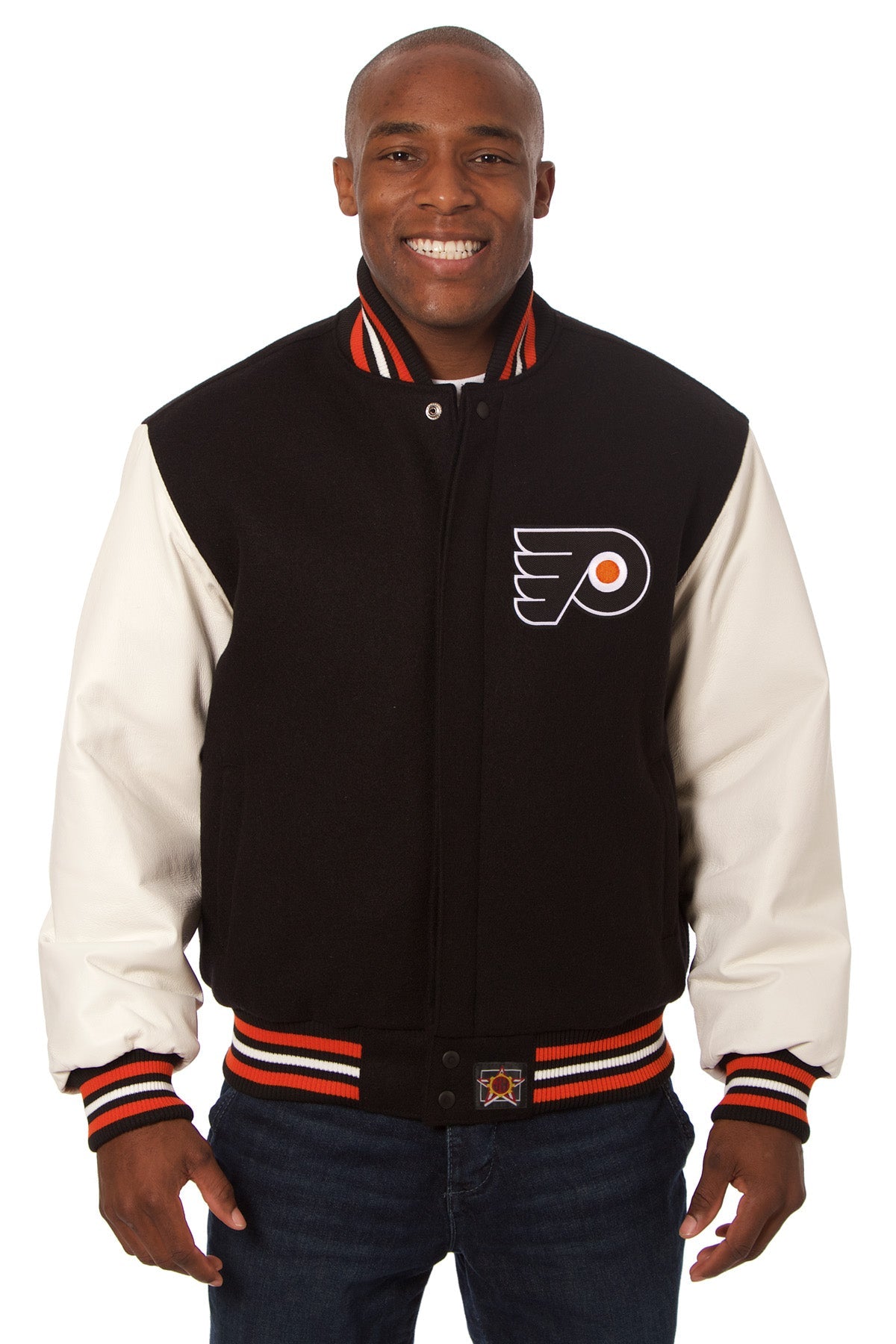 Philadelphia Flyers Embroidered Wool and Leather Jacket