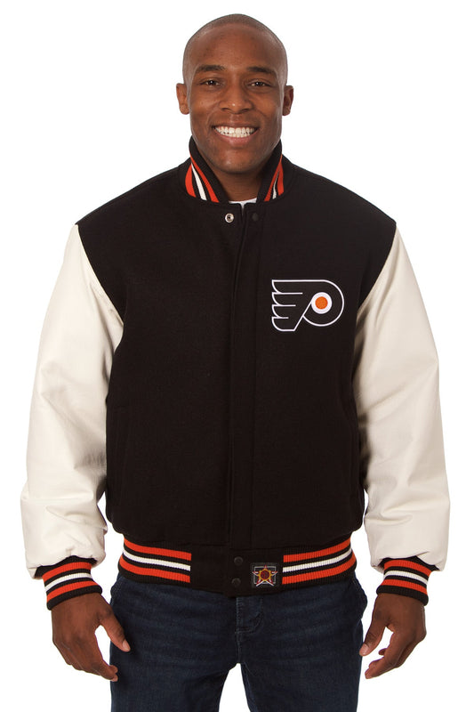 Philadelphia Flyers Embroidered Wool and Leather Jacket