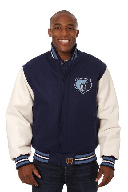 Memphis Grizzlies Embroidered Wool and Leather Jacket