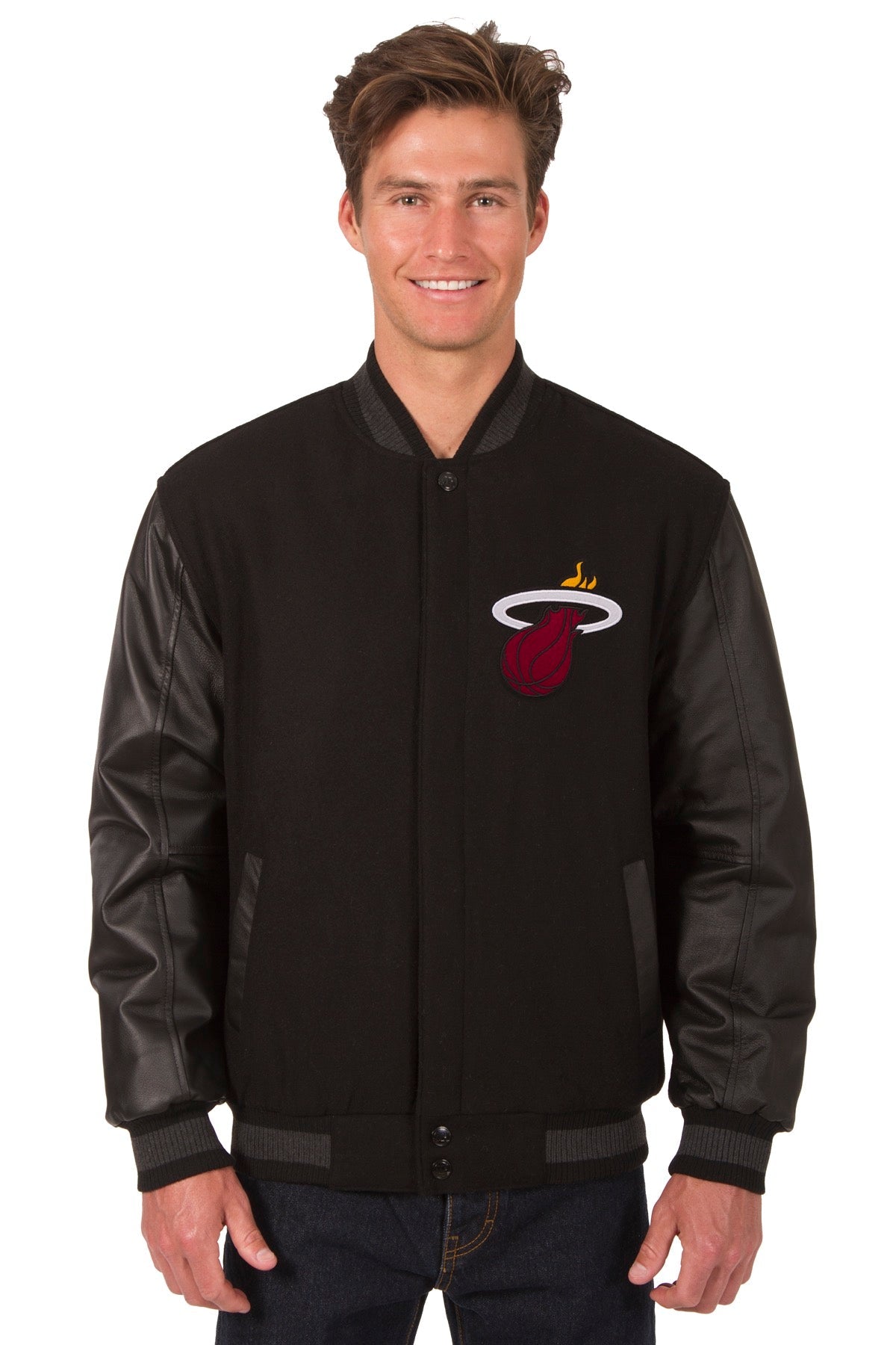 Miami Heat Reversible Wool and Leather Jacket