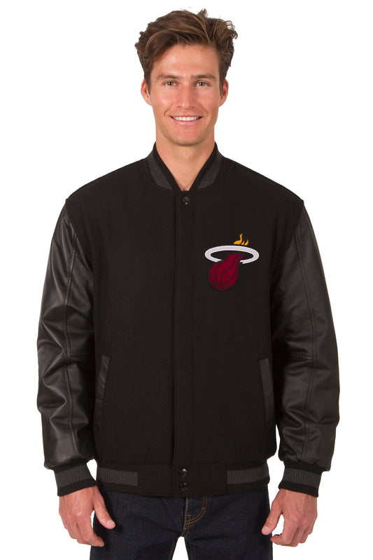 Miami Heat Reversible Wool and Leather Jacket