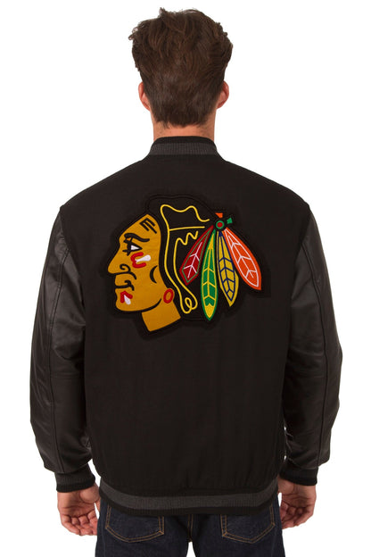 Chicago Blackhawks Wool and Leather Reversible Jacket