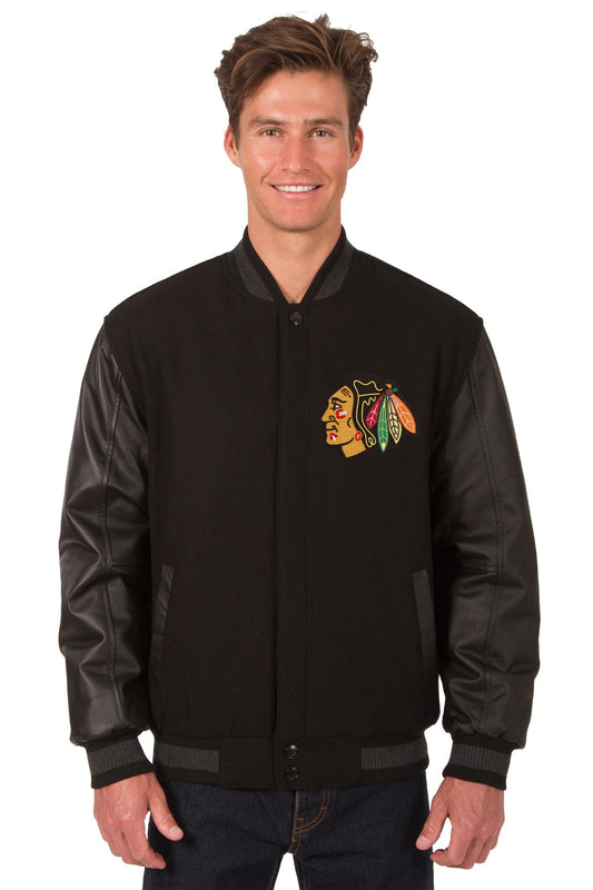 Chicago Blackhawks Wool and Leather Reversible Jacket