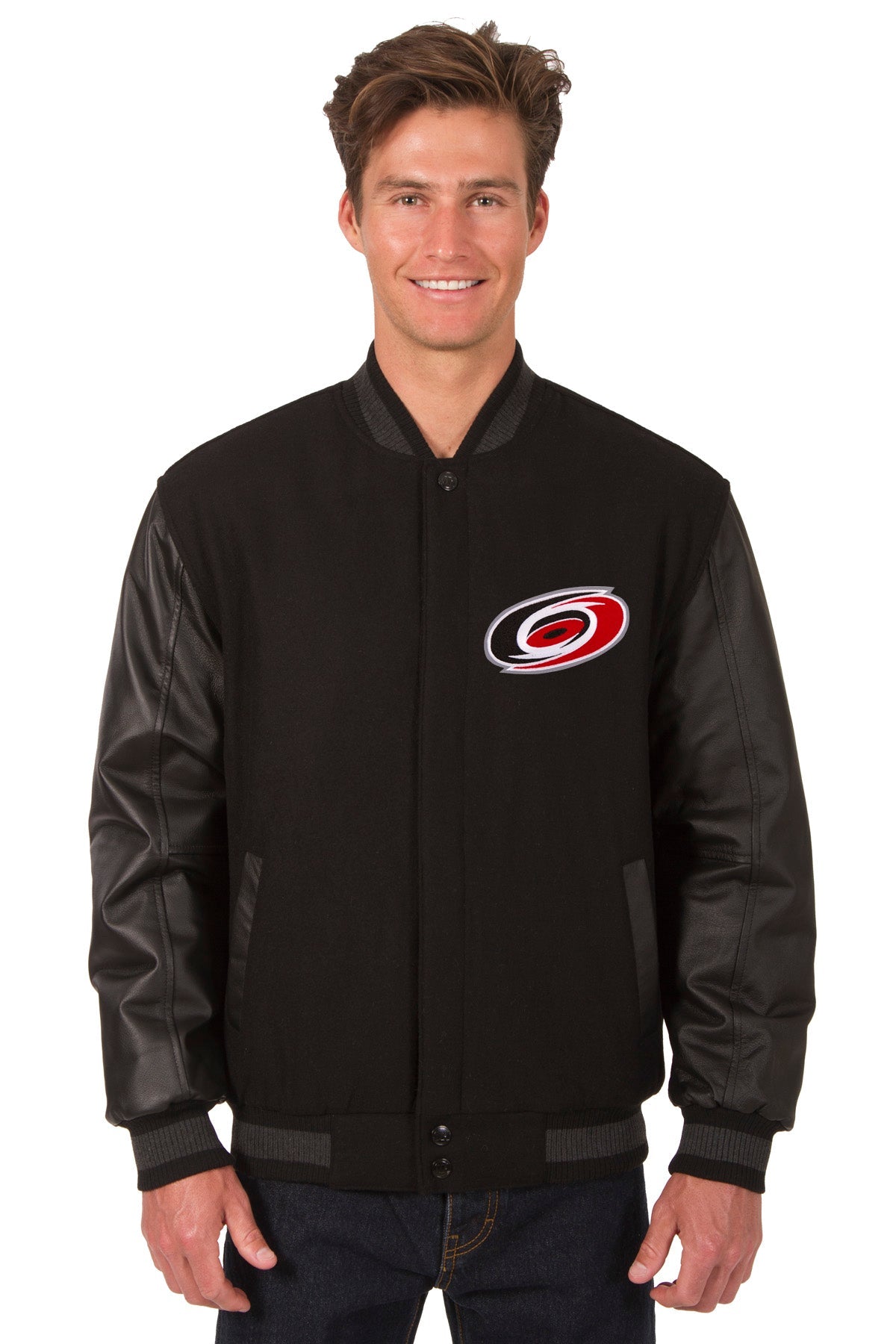 Carolina Hurricanes Wool and Leather Reversible Jacket