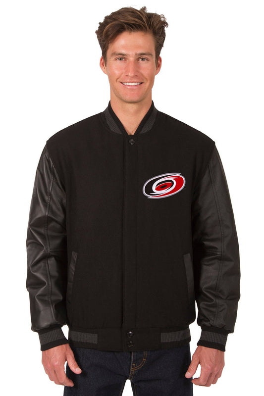 Carolina Hurricanes Wool and Leather Reversible Jacket