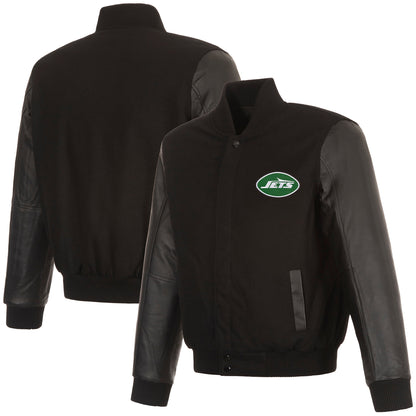 New York Jets Reversible Wool and Leather Jacket