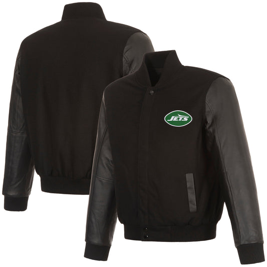 New York Jets Reversible Wool and Leather Jacket