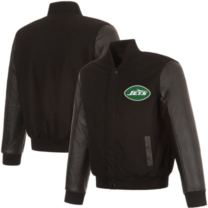 New York Jets Reversible Wool and Leather Jacket