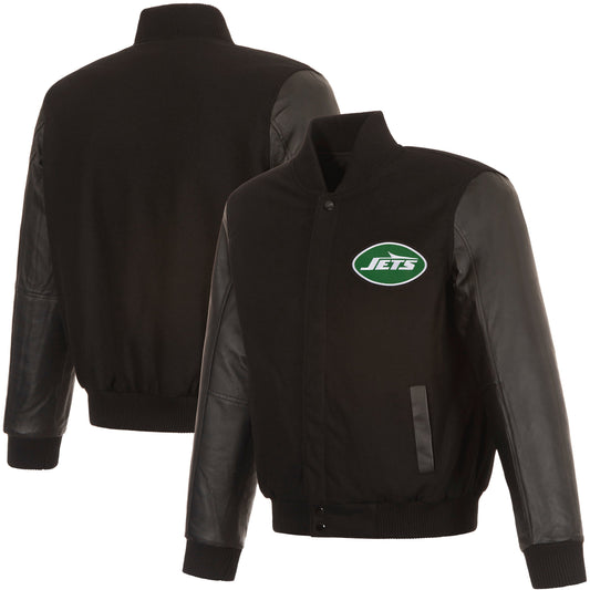New York Jets Reversible Wool and Leather Jacket