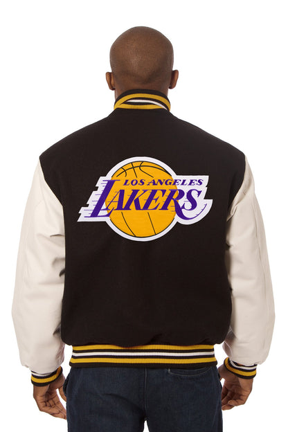 Los Angeles Lakers Embroidered Wool and Leather Jacket