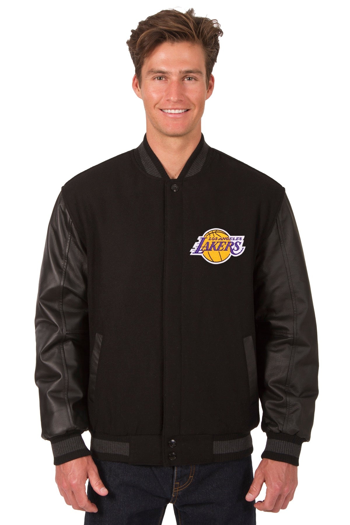 Los Angeles Lakers Reversible Wool and Leather Jacket