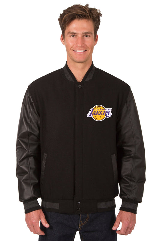 Los Angeles Lakers Reversible Wool and Leather Jacket
