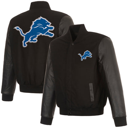 Detroit Lions Reversible Wool and Leather Jacket