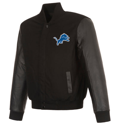Detroit Lions Reversible Wool and Leather Jacket