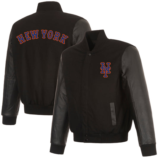 New York Mets Reversible Wool and Leather Jacket
