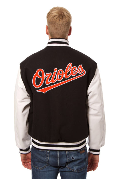 Baltimore Orioles Embroidered Wool and Leather Jacket